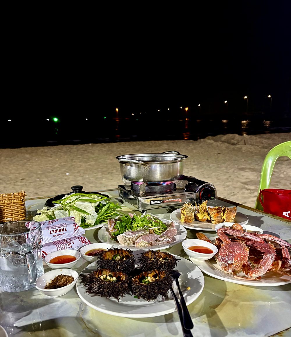 Seafood dinner on the beach in Phu Quoc